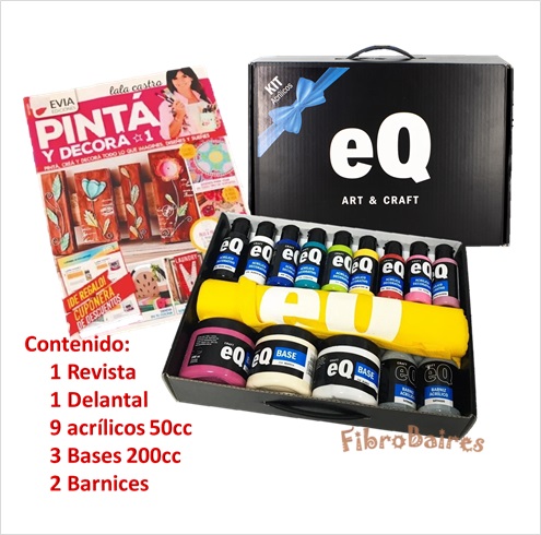 Kit de Pintura para Tela EQ + Barniz + Delantal